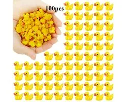 100 mini canards jaunes décoratifs, petits poussins en caoutchouc pour bijoux DIY, décoration de terrarium, accessoires de bricolage, décoration de fête et utilisation de loisirs pour enfants et adultes - Mini canards