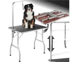 tectake- Table de toilettage avec boucle noir / gris - 402892
