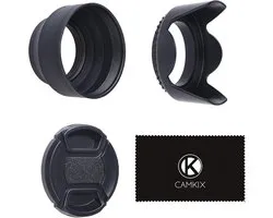 Kit Objectif 52mm : Pare-soleil en Caoutchouc Pliable + Tulipe - Réduction des Reflets - Filtre de Lumière du Soleil - Capuchon d'Objectif - Chiffon de Nettoyage - Pour DSLR et Appareils Photo