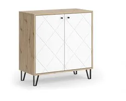 Vicco Nizza Sideboard – 80.2 x 82.6 cm met 2 deuren Ambachtelijk/Wit