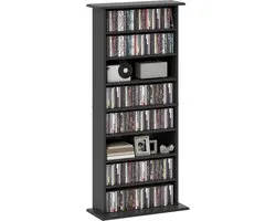 HOMCOM CD-opbergkast - Spaanplaat - 58x24x126,3 cm - Zwart