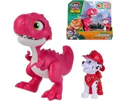PAW Patrol - De Dino Film - Marshall Roaring Pup Pals, bevat beweegbare speelgoeddinosaurus Rhubarb van 10,1 cm met geactiveerde geluiden en Marshall-actiefiguur