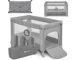 Lionelo Stefi – Lit Parapluie & Parc 2-en-1 – Co-Dodo – Entrée Latérale avec Fermeture Éclair – Jusqu’à 15 kg – 125x65 cm – Système LockGuard – Sac de Transport Inclus – Pour 0-36 Mois