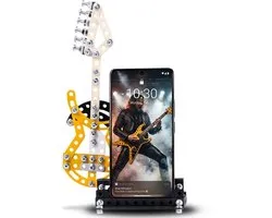 Metalcraft Elektrische Guitar geel telefoonhouder modelbouw | Metalen Constructie telefoonstandaard Speelgoed | DIY 3D Puzzel | Met gereedschappen | Muziekinstrument bouwpakket voor volwassenen | 268 onderdelen | Smartphone accessoires