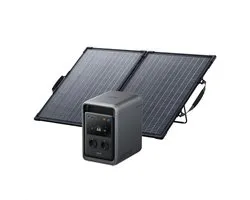 Anker SOLIX S2000 Portable Power Station with 100W Bifacial Solar Panel - Zonnegenerator met 2010Wh LiFePO4-batterij - 1500W continu vermogen - 3000W piekvermogen - UPS <10ms en 100W zonnepaneel