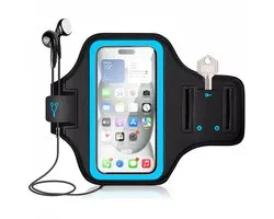 Étui de téléphone Mobigear compatible avec le Course à pied de téléphone Motorola Moto G9 Play Sport , étui en néoprène | Brassard de sport Mobigear Go Active - Blauw