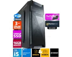 Intel Office PC - Intel Core i5 - 1TB NVMe SSD - 16GB RAM - RTX 3050 - Inclusief Norton 360 & USB SD Card Reader + WiFi & Bluetooth
