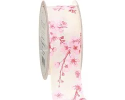 Cadeaulint kersenbloesem stoffen lint Hanami 40mm 20m