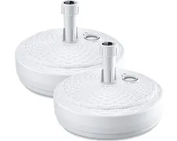 Prosperplast Parasolvoet - 2x - rond - rotan - wit - 10L - Dia 39 cm - kunststof - houder