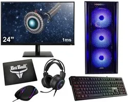 AMD Ryzen 7 5700G 8-Core Budget Game PC SET met RGB LED verlichting in MESH Behuizing - 24" 1ms Scherm - Gaming Headset, Toetsenbord en Muis - 16GB (2x8) RAM - 500GB M.2 SSD - RX Vega 8 - Windows 11 Professional