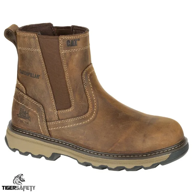 Caterpillar CAT Pelton S1P SRC Brown Steel Toe Cap Safety Chelsea Dealer Boots