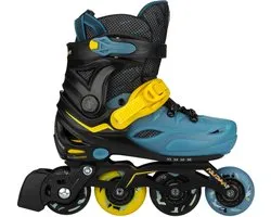Patins à roues alignées Nijdam ajustables - 33-36 - Blacktop Game - Zwart/ Blauw