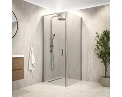 Mirlux Vela Inloopdouche – Luxe Douchecabine van 6 mm Veiligheidsglas met Nano Coating – Transparant Glas – Chroom Aluminium Frame – 90×200 cm