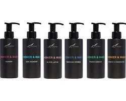 Shower & Wash Set - Fresh Ginger + Hamam + Hammam Herbal + Sweet Orange & Cedarwood + White Lotus en Zen Moment - Claudius Cosmetics - bodycare - luxe fles - set van 6 stuks - Cadeau - giftset voor hem en haar