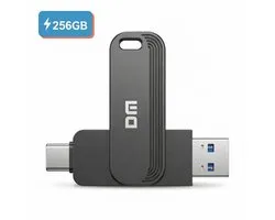DM 256GB USB Stick - Dual USB-C & USB 3.2 Flash Drive - 150MB/s OTG - Voor Smartphone, Laptop en Tablet