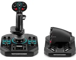 HOTAS Set - Joystick Throttle - Simulatie Vliegen - Hall-Effect Assen - 58 Actieknoppen - Zwart