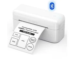 MUNBYN Bluetooth Labelprinter – Thermische Verzendlabel Printer – Draadloze Etiketprinter – Voor Pakketlabels, Barcode Labels en Productstickers – 1.57-4.3 inch – Zonder Inkt