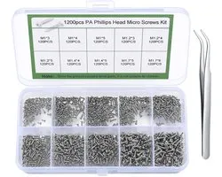 1200 stuks Kleine Schroeven, Mini Zelftappende Schroevenset, Micro Kleine Ronde Kop Schroeven Assortiment Set voor Brillen Horloges Telefoons Camera's Laptops Schroeven - M1/M1.2/M1.4/M1.7