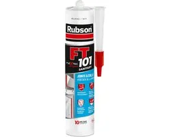 Rubson FT101 Sanitaire Blanc 280 ml | Mastic Silicone Sanitaire Étanche | Anti-Moisissures | Pour Salle de Bain, Douche et Cuisine