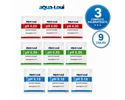 Aqua-Loui® pH Kalibratiepoeder - 3 Complete Kalibratiesets (9 Zakjes) - pH 4.00, 6.86 & 9.18 - Voor het Kalibreren van pH Meters