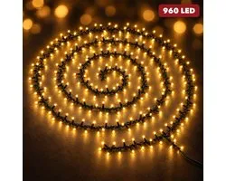 Cheqo® Kerstverlichting Twinkle 960 LED - 15 Meter - Warm Wit - Kerstboomverlichting - Kerstlampjes - Lichtsnoer - Feestverlichting - voor Binnen en Buiten - Sfeerverlichting met Timer - Lichtslinger - Fairy Lights - Kerstdecoratie