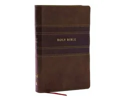 NKJV Personal Size Large Print Bible with 43,000 Cross References, Brown Leathersoft, Red Letter, Comfort Print