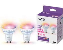WiZ Connected WiZ Spot 2-pack - Gekleurd en Wit Licht - Slimme LED Verlichting - GU10 fitting - 50W - Glas - Wi-Fi