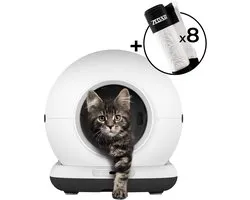 Automatische Kattenbak - Zelfreinigende Kattenbak - Inclusief App - Met kattenbakmat en 8 rollen opvangzakjes - Zedar