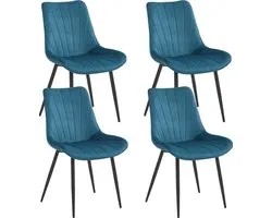 Colenis® - Lesedi Eetkamerstoel - Set Van 4 - Petrol - Fluweel - Velvet - Industrieel