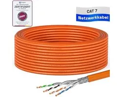 HB-DIGITAL Câble réseau CAT.7 de 15 m, câble LAN, câble d'installation, AWG 23 cuivre pur S/FTP PiMF LSZH, sans halogène, conforme RoHS, câble d'installation Ethernet, câble de données, PoE, 10 Gbit/s, GHMT