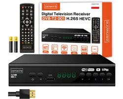 Zenwire DVB-T2 001 - Tuner DVB-T2 H.265 HEVC - Full HD - USB - HDMI - PVR - Péritel (connecteur Euro) - Télécommande - Piles - Alimentation - Récepteur satellite - Récepteur TV