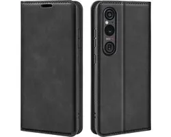 Coque Sony Xperia 1 VI - Bookcase portefeuille de Luxe (fermeture magnétique) - Zwart - Étui de protection pour téléphone portable - Étui de téléphone adapté pour Sony Xperia 1 VI