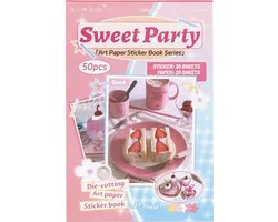 Ensemble d'autocollants et de papier volume - 50 feuilles - Mega ensemble avec beaucoup d'autocollants et de papier pour le bullet journal, le scrapbooking et la fabrication de cartes - Sweet Party