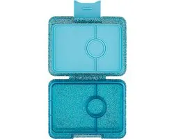 Yumbox Snack - Boîte à lunch Bento étanche - 3 compartiments - Twinkle Aqua Glitter / Plateau transparent Aqua