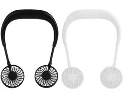 Ventilateur de cou portable, trois vitesses de vent, silencieux et léger, adapté à une utilisation intérieure et extérieure, couleur aléatoire, 2000 mAh 2 pièces.