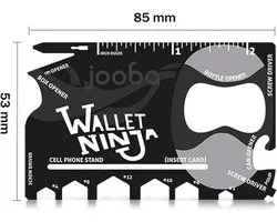 WALLET NINJA | Wallet Ninja Creditcard Tool | Multifunctionele Pas | 18-IN-1 | Multitool Pas | Tool Credit Card Formaat - 18 in 1 | Voor in je portemonnee Multitool Pas | Kerst kado |  Briefopener | Box Opener | Telefoon standaard | 6 steeksleutels