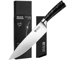 Savoré Kitchen Koksmes 20 cm RVS – Japans Stijl koksmessen- Professioneel Keukenmes met Beschermhoes- Vlijmscherp mes voor Vlees, Vis en Groente