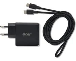 Acer 67W GaN Oplader – Snellader - Laptop Oplader - 2x USB-C – 1x USB-A – inclusief 2 meter kabel – Geschikt voor laptops, tablets en USB-C apparaten - Zwart
