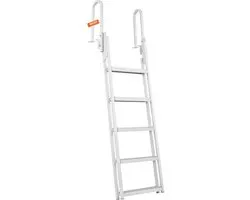 VEVOR Folding Dock Ladder, 5 Steps, 158 kg, Aluminium Pontoon Boat Ladder with Wide Step and Non-Slip Sports, Sliding Ladder for Boarding Ships/Sea/Pools/Sea