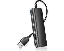 Daity USB-hub 4-poorts USB 2.0-splitterhub-extender voor laptop - flashdrive - console - printer - camera - toetsenbord - muis - meer 1 tot 4-aansluiting-extender voor opladen/gegevenssynchronisatie