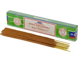 Bâtons d'encens Satya Nag Champa parfum Patchouli - 15x - Corps en équilibre - Méditation - bâtons de 21 cm - 30 minutes