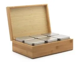 Bredemeijer - Boîte à thé en Bamboe avec 6 canettes - pour thé en vrac