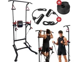 Fitneo® P3 Multifunctioneel Krachtstation – Pull Up Bar & Dip Station – Verstelbare Optrekstang 170-220 cm – Power Tower Rack – Tot 150 kg – Krachttraining Thuis – Homegym - Uitlegvideo