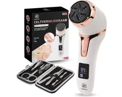 Beeperfect® Elektrische Eeltverwijderaar met Stofzuigsysteem - Voetvijl - Eeltvijl - Draadloos en Oplaadbaar - IPX7 Waterdicht - Inclusief 6 Eeltschijven - Incl. pedicure set