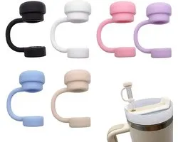 6 stuks - Rietje dopper - Cup-accessoireset - Rietjesdeksel - Rietje dop van siliconen voor 10 mm rietjes - Herbruikbaar - Dopjes geschikt voor Stanley cup - Veelkleurig