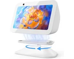 Verstelbare Houder voor Echo Show 5 - Draaibare en Kantelbare Stand met Antislip Basis, Sterke Magneten en Compatibel met Smart Display - Wit