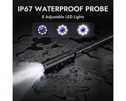 Inspectiecamera 5 Meter met 4.3” Scherm – 1080P HD Endoscoop Camera met 8 LED – IP67 Waterdicht – Borescope voor Auto, Afvoer & Huisinspectie – 5M Kabel