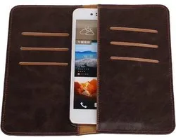 Mocca Pull-up Large Pu portemonnee wallet voor OnePlus 3T