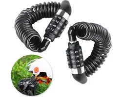 2 Pack Zinc Alloy Combination Lock - 150cm/59in Cable Lock - 4 Digits Bicycle Lock - Zwarte Fiets Slot voor Fietsen - Bagage en Helmen