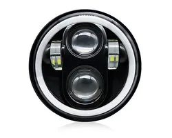 5,75-inch LED-koplampen voor Harley-Davidson motorfietsen - met projectiefunctie, groot-/dimlicht en dagrijverlichting - Retrofit koplampen voor motorfietsen - Aluminium behuizing met witte halo - 60W - Per stuk